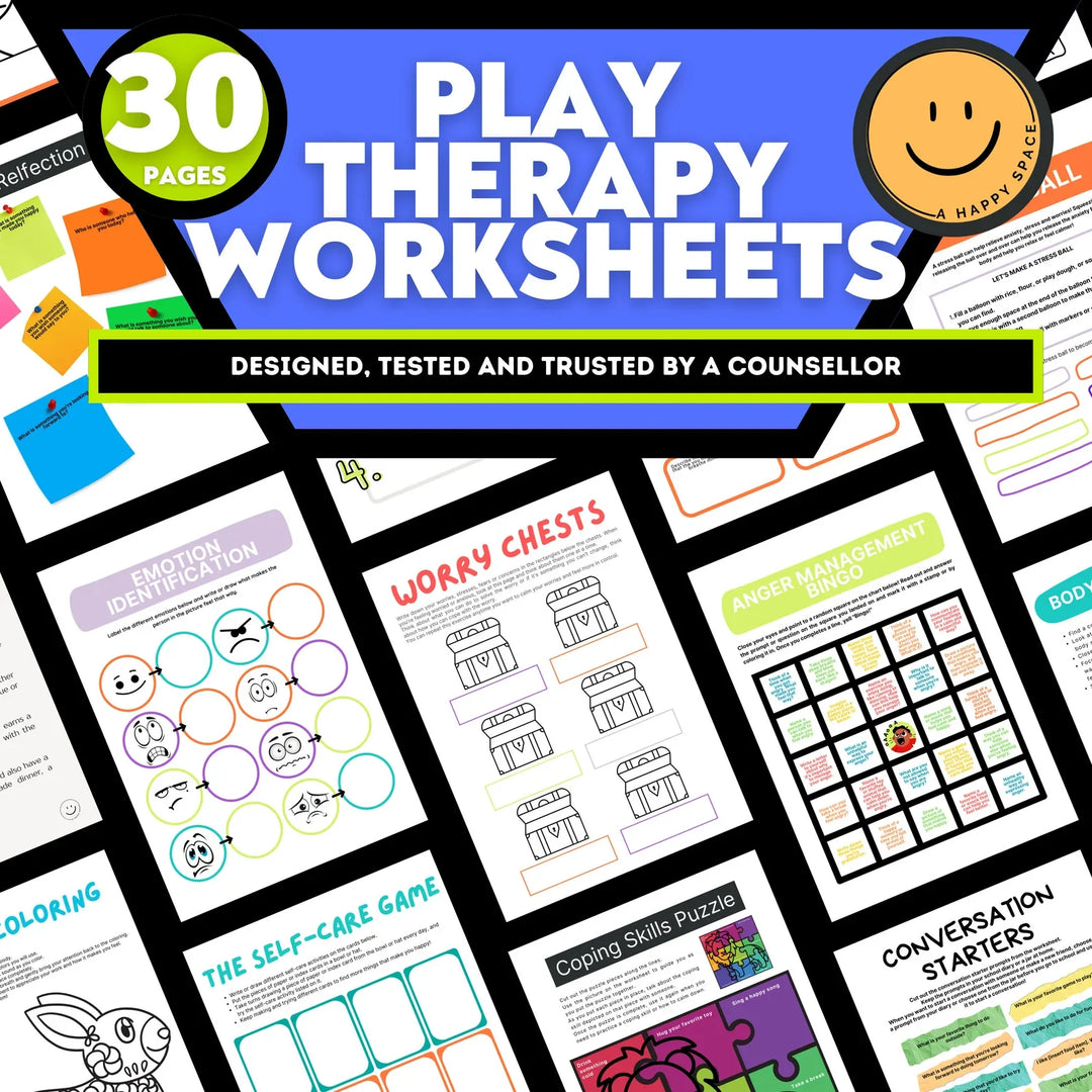 Play Therapy Bundle: Child Counselor Resources - Gestalt, SEL, Play-Based Techniques, Worksheets, Cheat Sheets, EQ, + 8 Books.