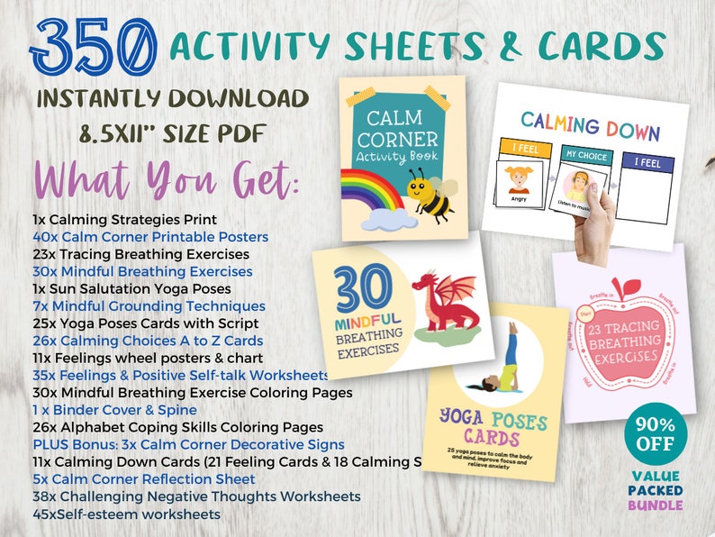 350 Bulky Bundle Therapy Activity for Kids Worksheet Anxiety Coping Skills Handouts Resources Therapist School Psychology Tools Counseling Decor