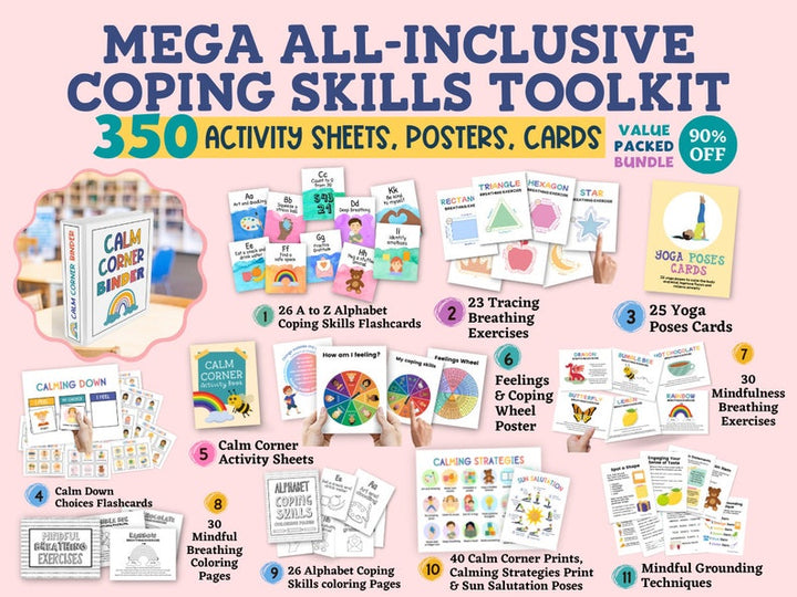 350 Bulky Bundle Therapy Activity for Kids Worksheet Anxiety Coping Skills Handouts Resources Therapist School Psychology Tools Counseling Decor