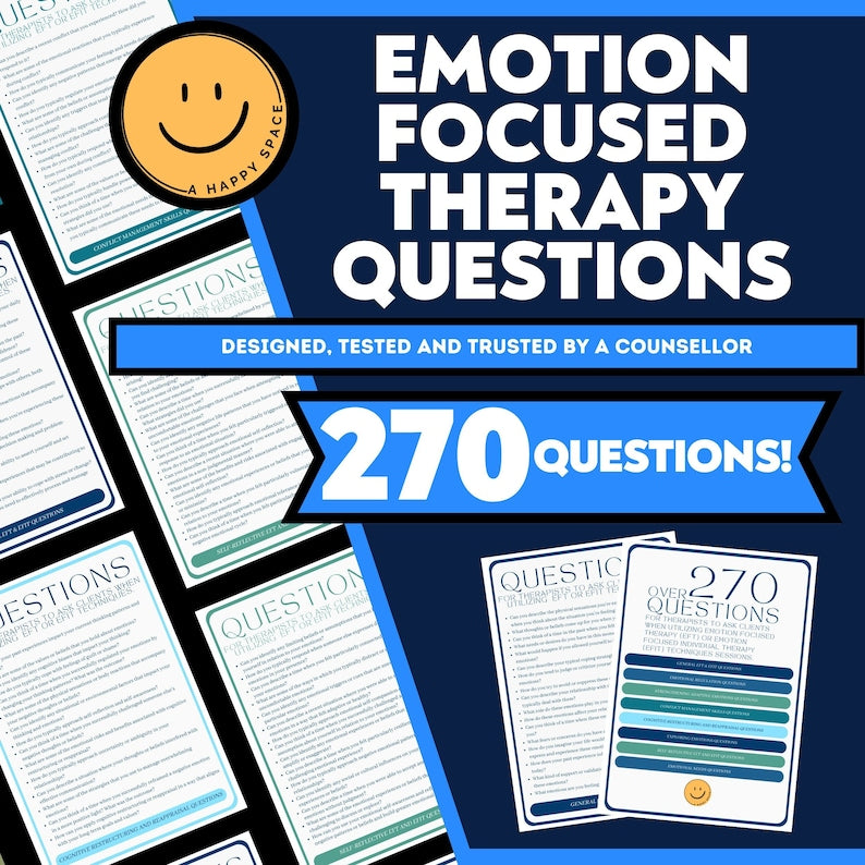Emotion Focused Therapy EFT Therapeutic Questions Cheat Sheet EFIT Worksheets Emotional Regulation Cognitive Behavior Therapy CBT Couples