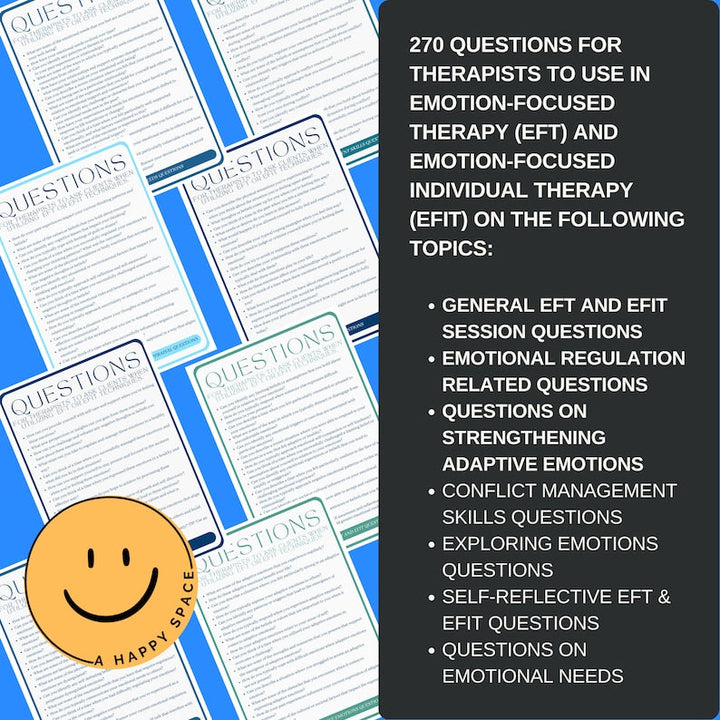 Emotion Focused Therapy EFT Therapeutic Questions Cheat Sheet EFIT Worksheets Emotional Regulation Cognitive Behavior Therapy CBT Couples